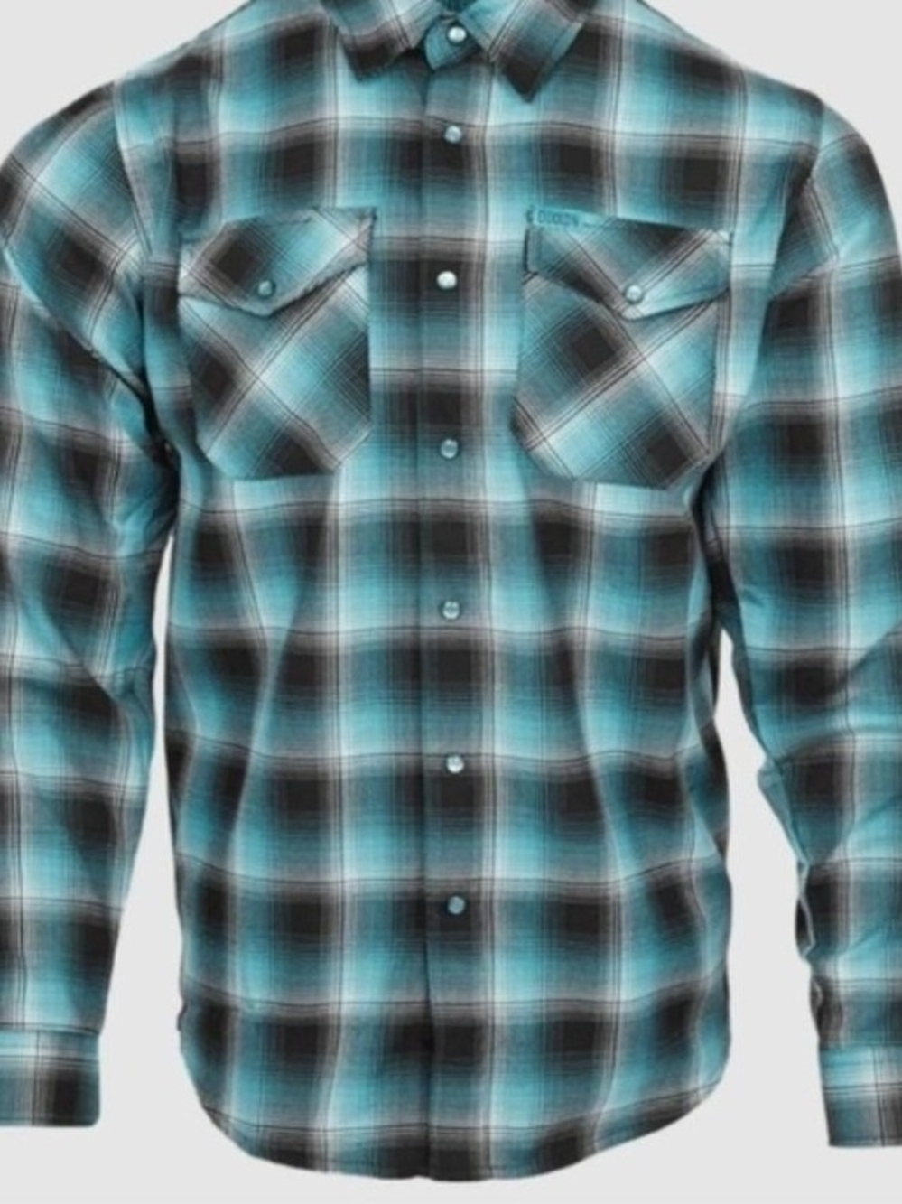 DIXXON Teal and Black Plaid Button-Down Shirt